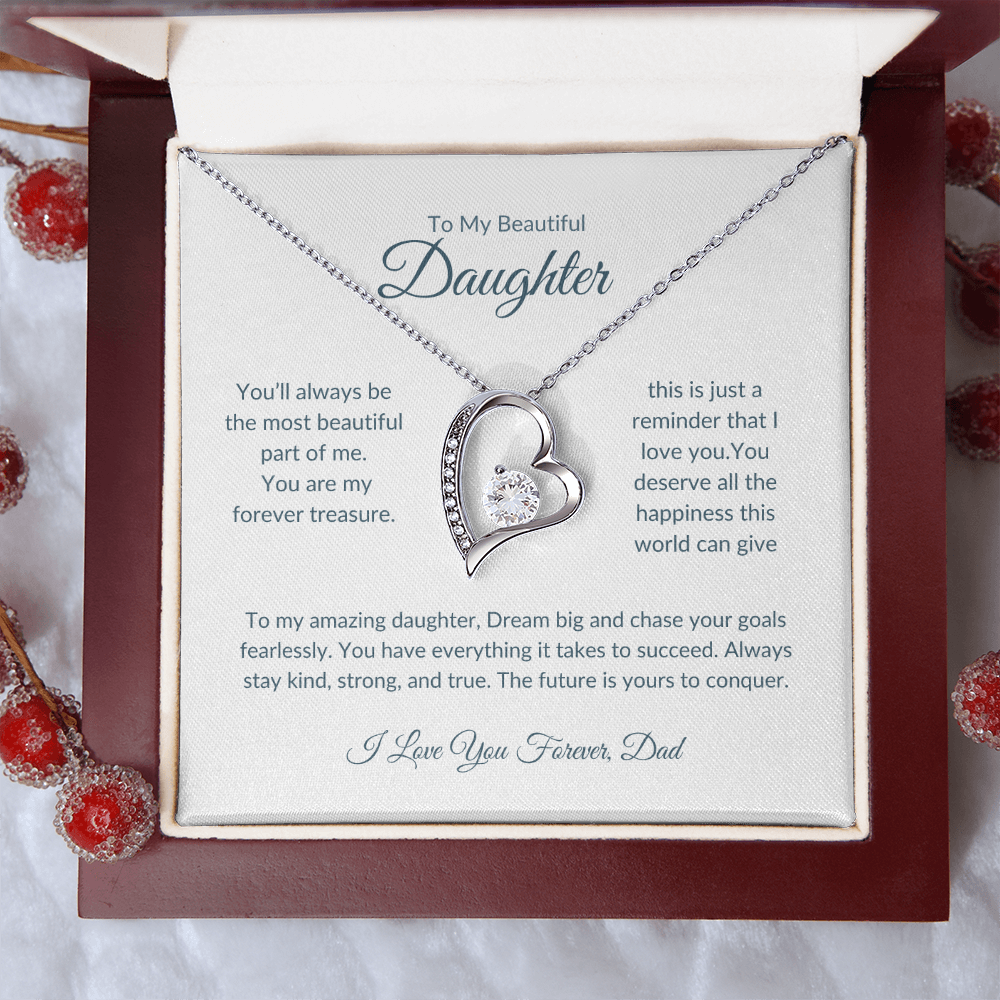 To My Beautiful Daughter | Heart Pendant Necklace | Love Dad