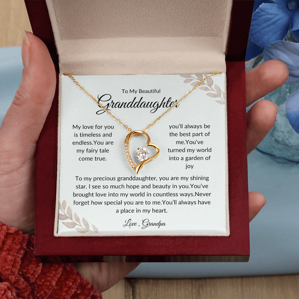To My Granddaughter – Heart-Shaped Pendant with - Love Grandpa