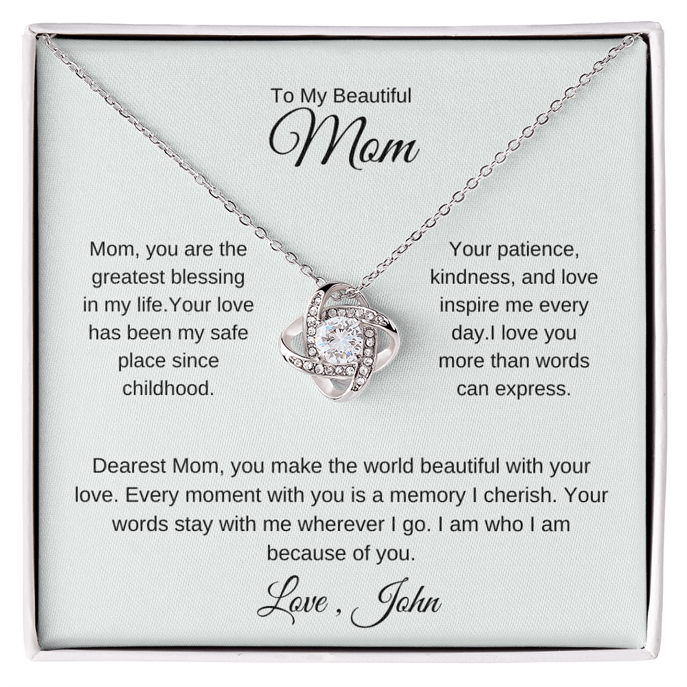 Mom Jewelry Gift Set – Necklace with Message Card & Gift Box