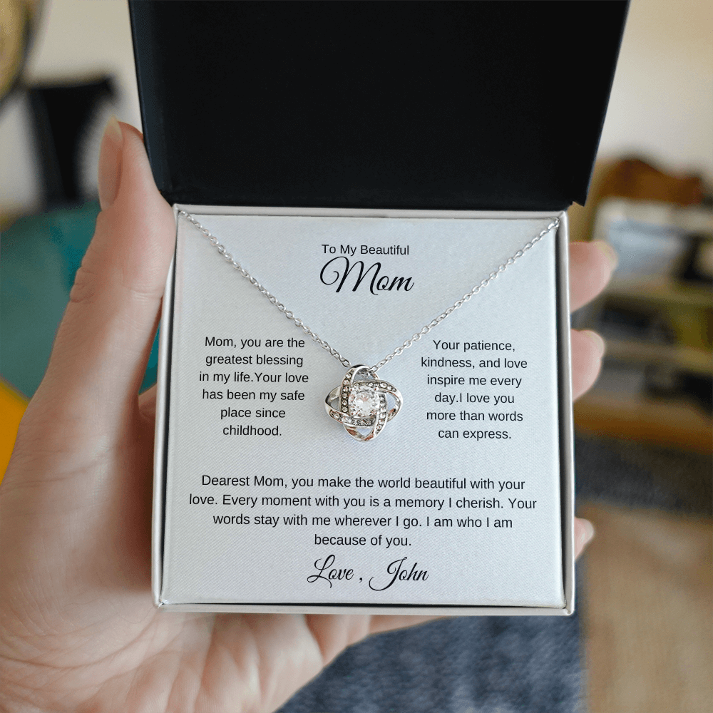 Mom Jewelry Gift Set – Necklace with Message Card & Gift Box