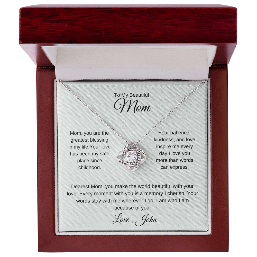 Mom Jewelry Gift Set – Necklace with Message Card & Gift Box