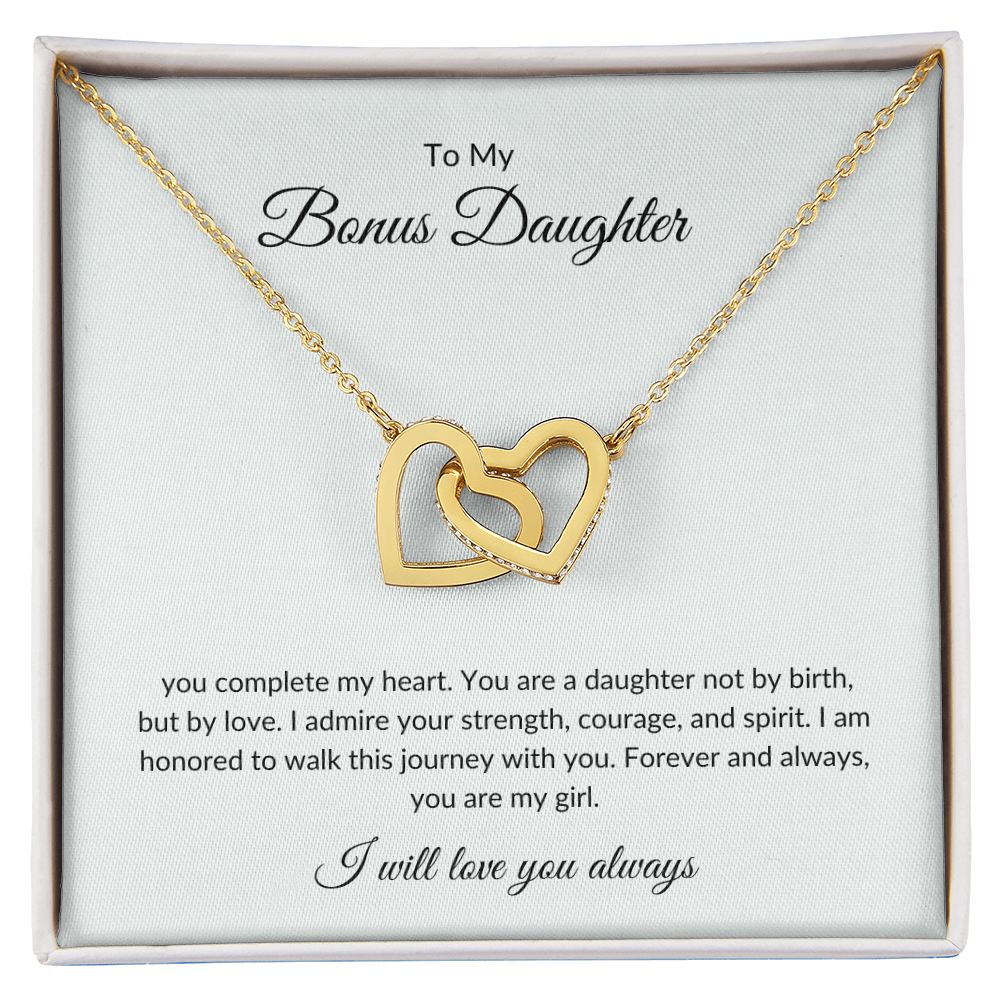Bonus Daughter Jewelry – Love Pendant Necklace for Birthdays & Holidays