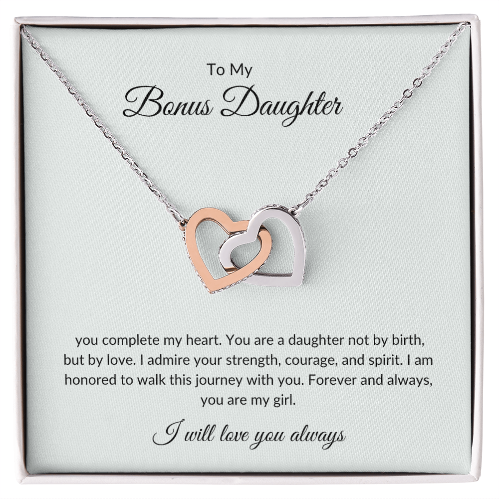 Bonus Daughter Jewelry – Love Pendant Necklace for Birthdays & Holidays
