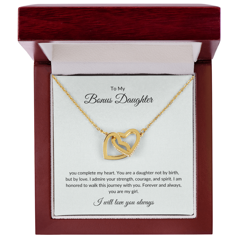 Bonus Daughter Jewelry – Love Pendant Necklace for Birthdays & Holidays