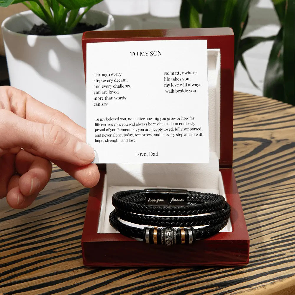 To My Son Bracelet Love You Forever | Men's Bracelet Meaningful Gift from Dad - Prime Collection Hub
