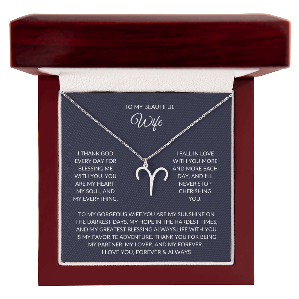 To my beautiful wife - Zodiac Symbol Necklace - Forever Love Gift