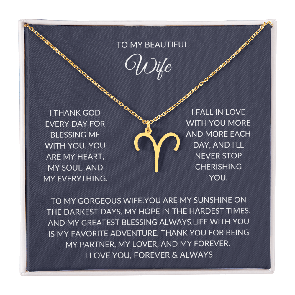 To my beautiful wife - Zodiac Symbol Necklace - Forever Love Gift