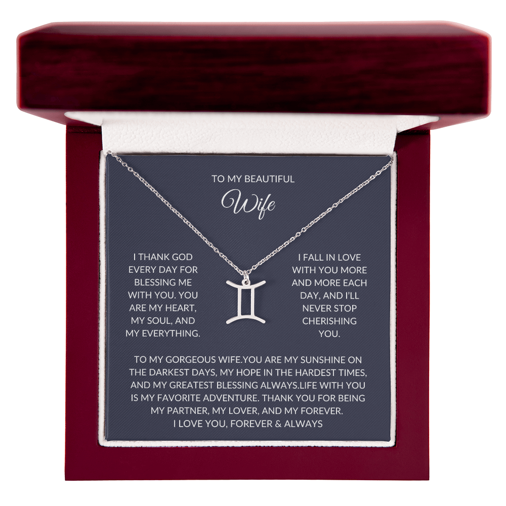 To my beautiful wife - Zodiac Symbol Necklace - Forever Love Gift