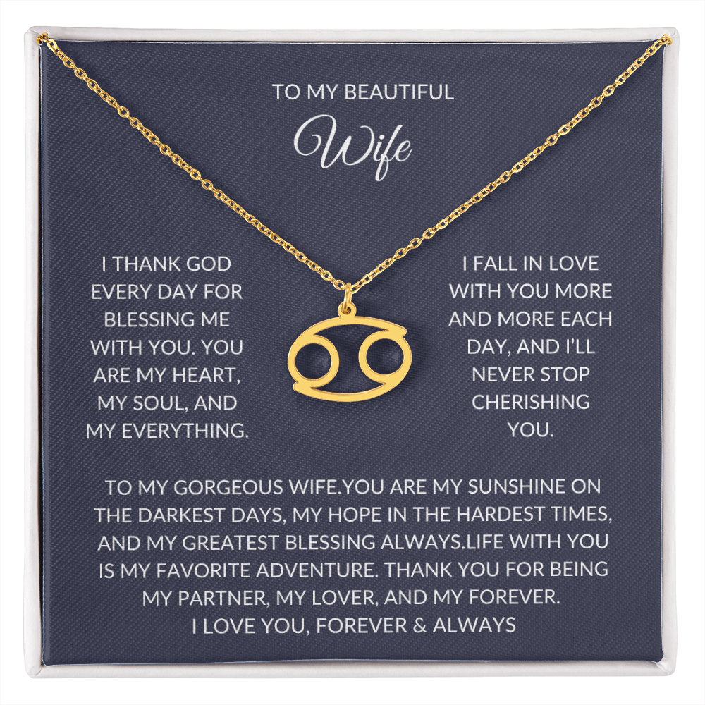 To my beautiful wife - Zodiac Symbol Necklace - Forever Love Gift