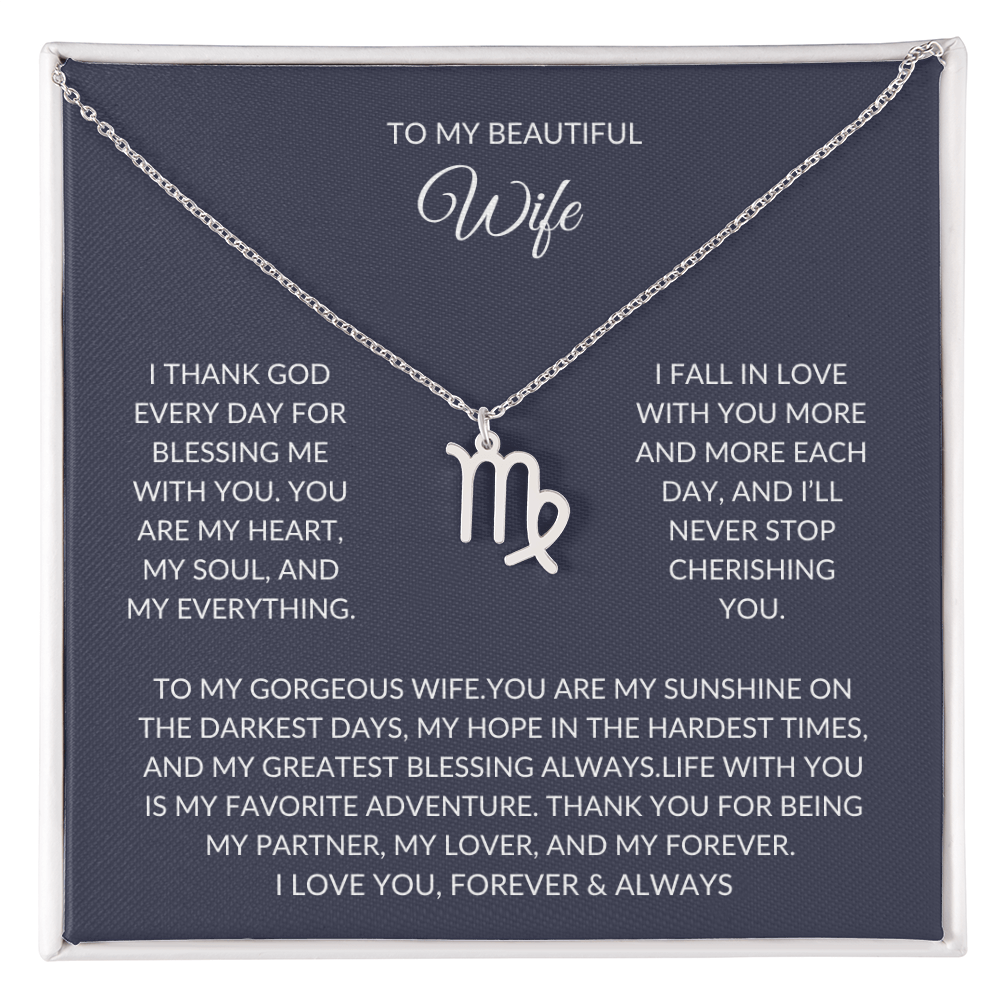 To my beautiful wife - Zodiac Symbol Necklace - Forever Love Gift