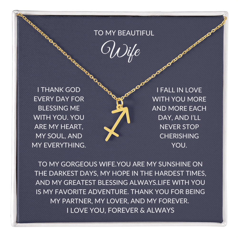 To my beautiful wife - Zodiac Symbol Necklace - Forever Love Gift