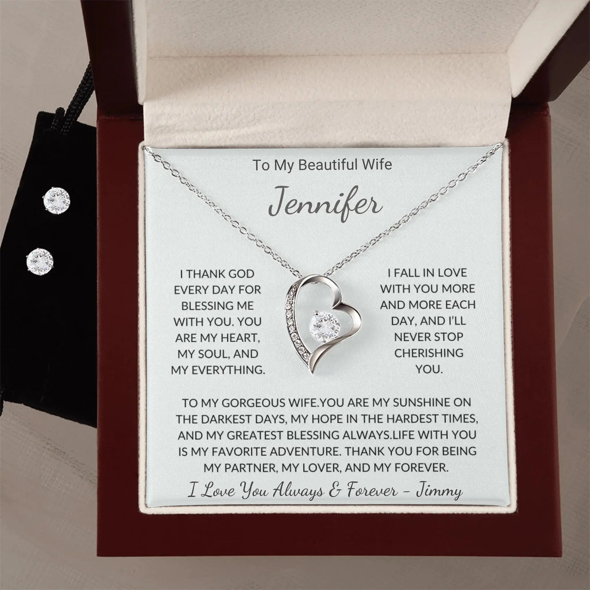 To My Beautiful Wife - Personalized Forever Love Necklace Gift Set prime Collection Hub