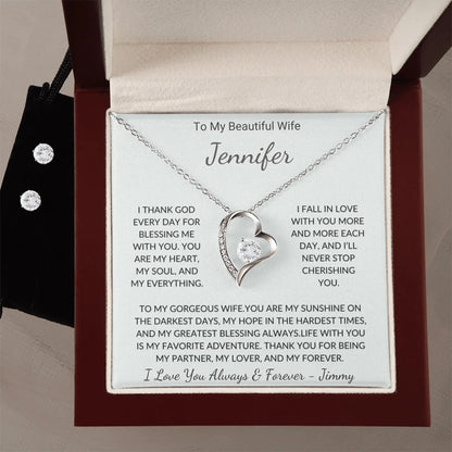 To My Beautiful Wife - Personalized Forever Love Necklace Gift Set prime Collection Hub