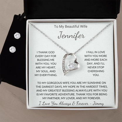 To My Beautiful Wife - Personalized Forever Love Necklace Gift Set prime Collection Hub