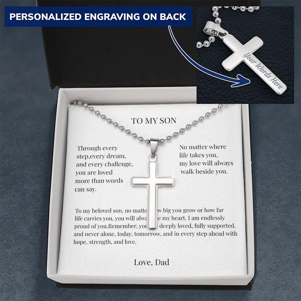 Personalized Cross Necklace Engraved Faith Jewelry Meaningful Gift for Son Christian Keepsake prime Collection Hub