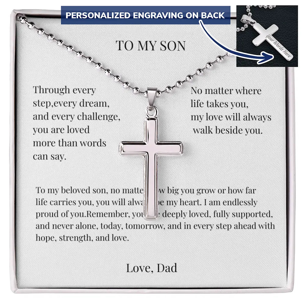 Personalized Cross Necklace Engraved Faith Jewelry Meaningful Gift for Son Christian Keepsake prime Collection Hub