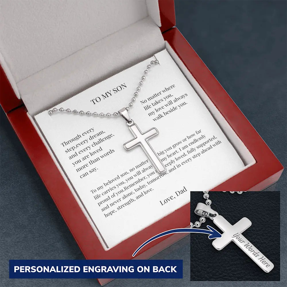 Personalized Cross Necklace Engraved Faith Jewelry Meaningful Gift for Son Christian Keepsake prime Collection Hub