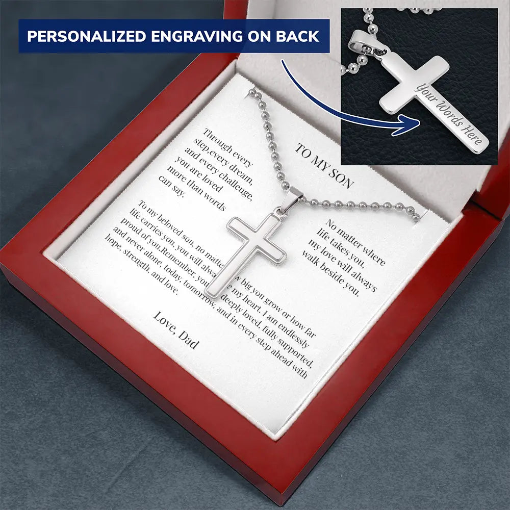 Personalized Cross Necklace Engraved Faith Jewelry Meaningful Gift for Son Christian Keepsake prime Collection Hub
