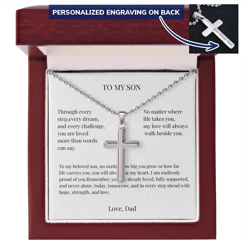 Personalized Cross Necklace Engraved Faith Jewelry Meaningful Gift for Son Christian Keepsake prime Collection Hub