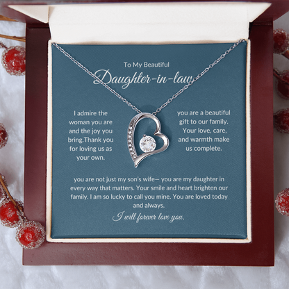 To My Daughter-in-Law – Forever Love Knot Necklace with Sentimental Note