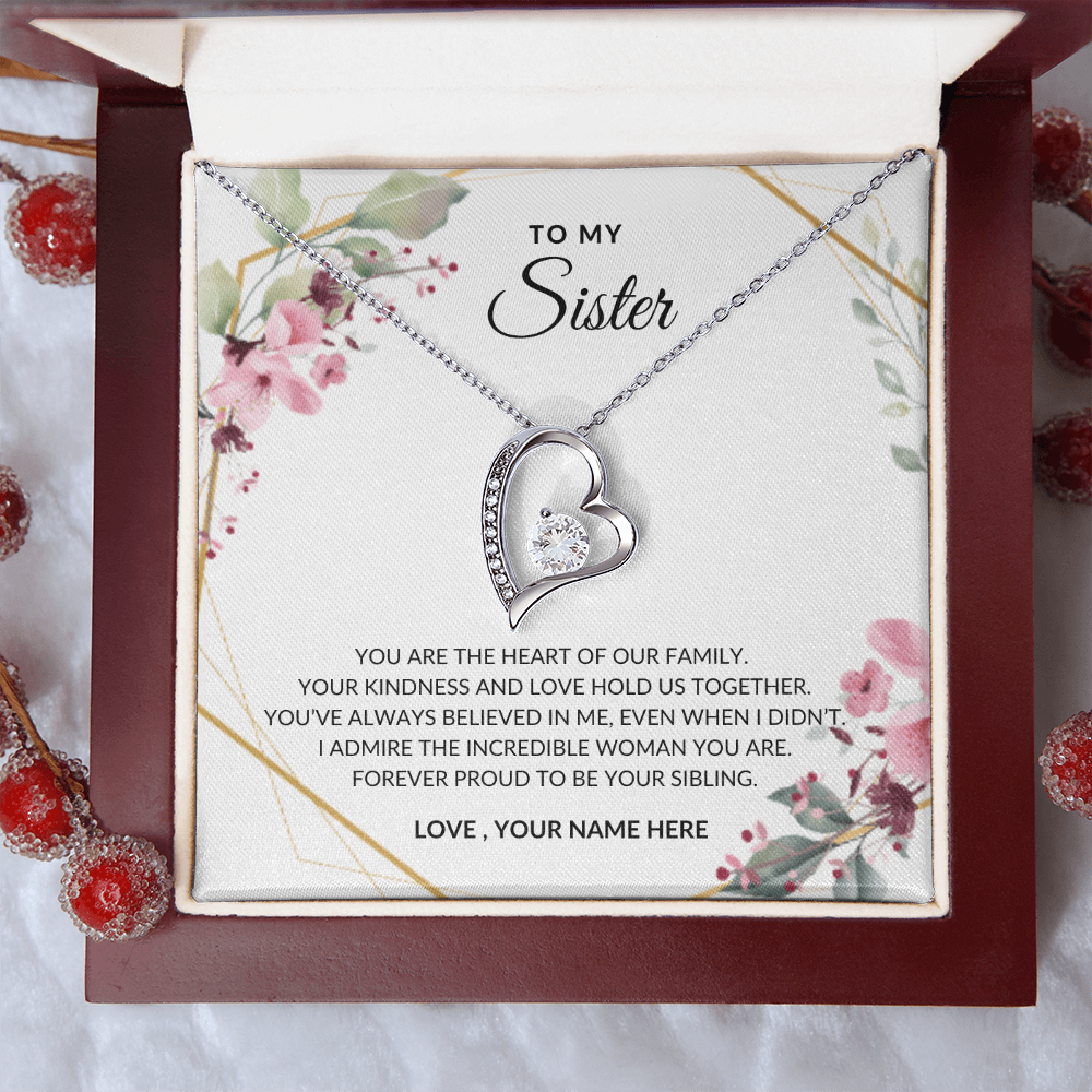 To My Sister – Sparkling Heart Necklace