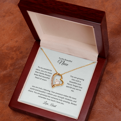 To My Niece – Sparkling Heart Necklace with Special Message