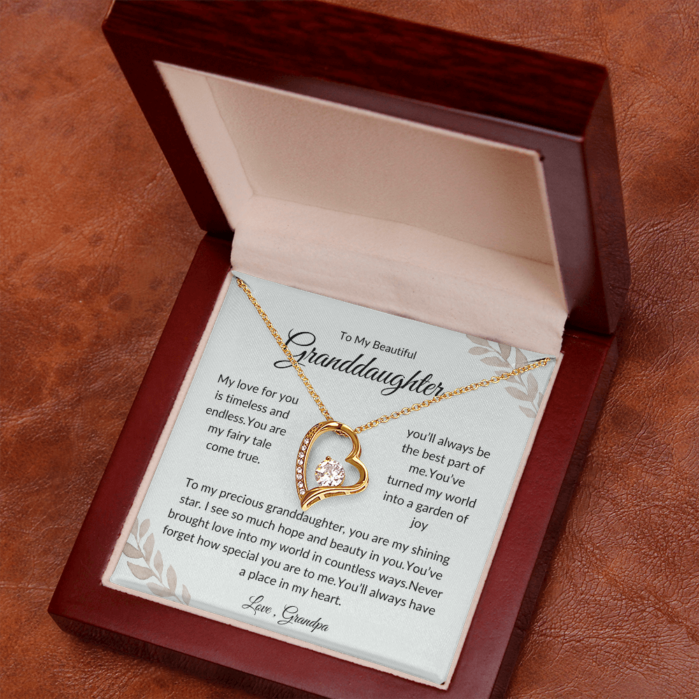 To My Granddaughter – Heart-Shaped Pendant with - Love Grandpa