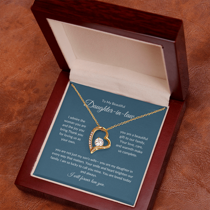 To My Daughter-in-Law – Forever Love Knot Necklace with Sentimental Note