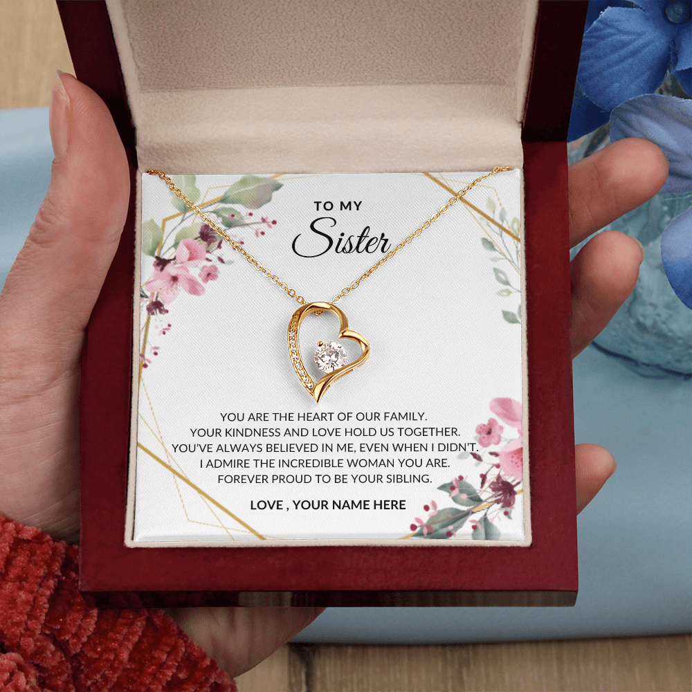To My Sister – Sparkling Heart Necklace