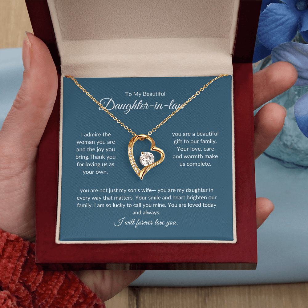 To My Daughter-in-Law – Forever Love Knot Necklace with Sentimental Note