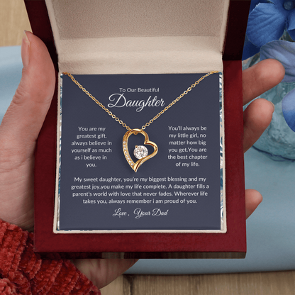 Daughter Birthday Gift – Heart Necklace with Loving Message from Dad