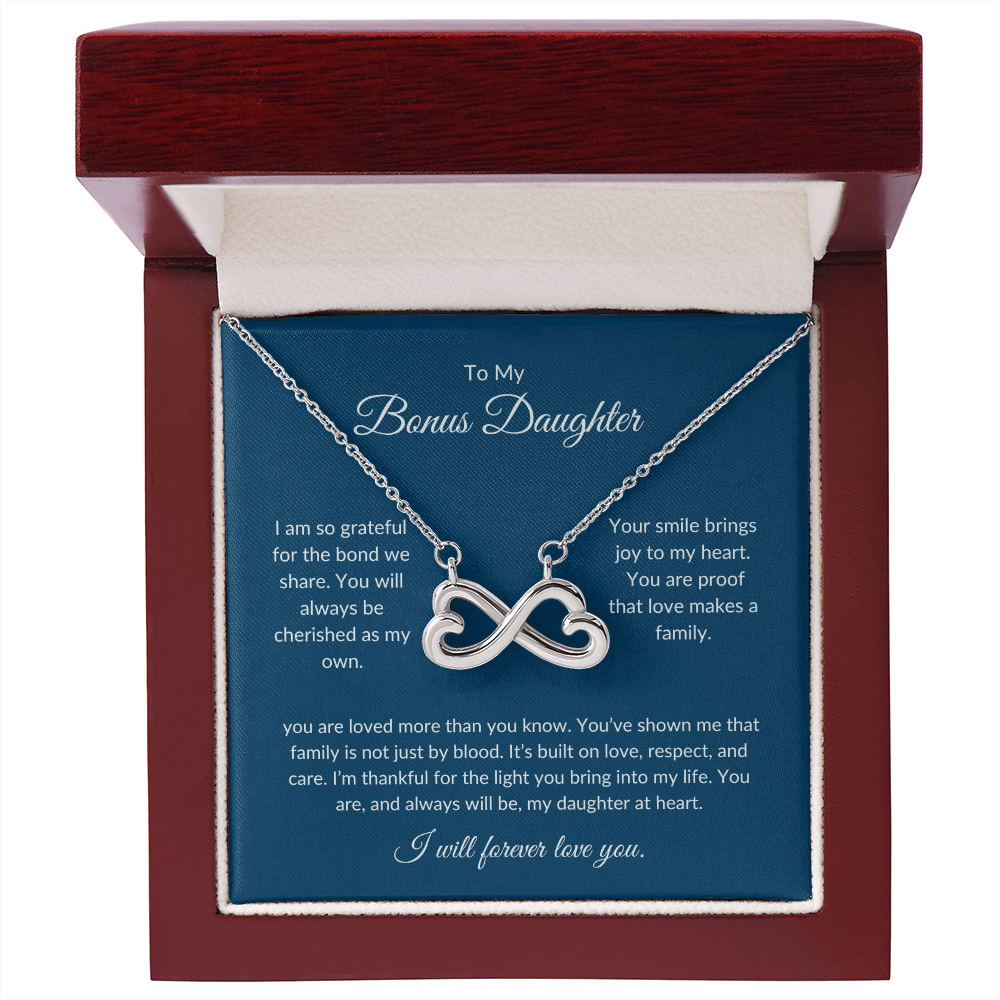 To My Bonus Daughter – Sparkling Heart Necklace with Love Message