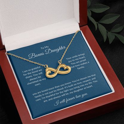 To My Bonus Daughter – Sparkling Heart Necklace with Love Message