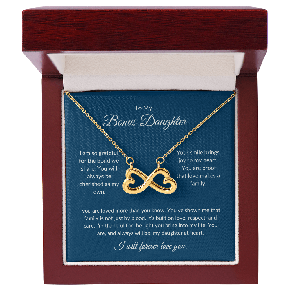 To My Bonus Daughter – Sparkling Heart Necklace with Love Message
