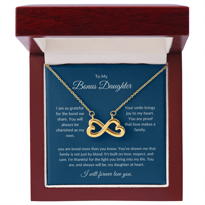 To My Bonus Daughter – Sparkling Heart Necklace with Love Message