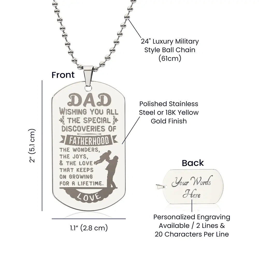 Personalized Engraved Dog Tag Necklace Custom Name Pendant 18K Gold Finish Jewelry Gift prime Collection Hub