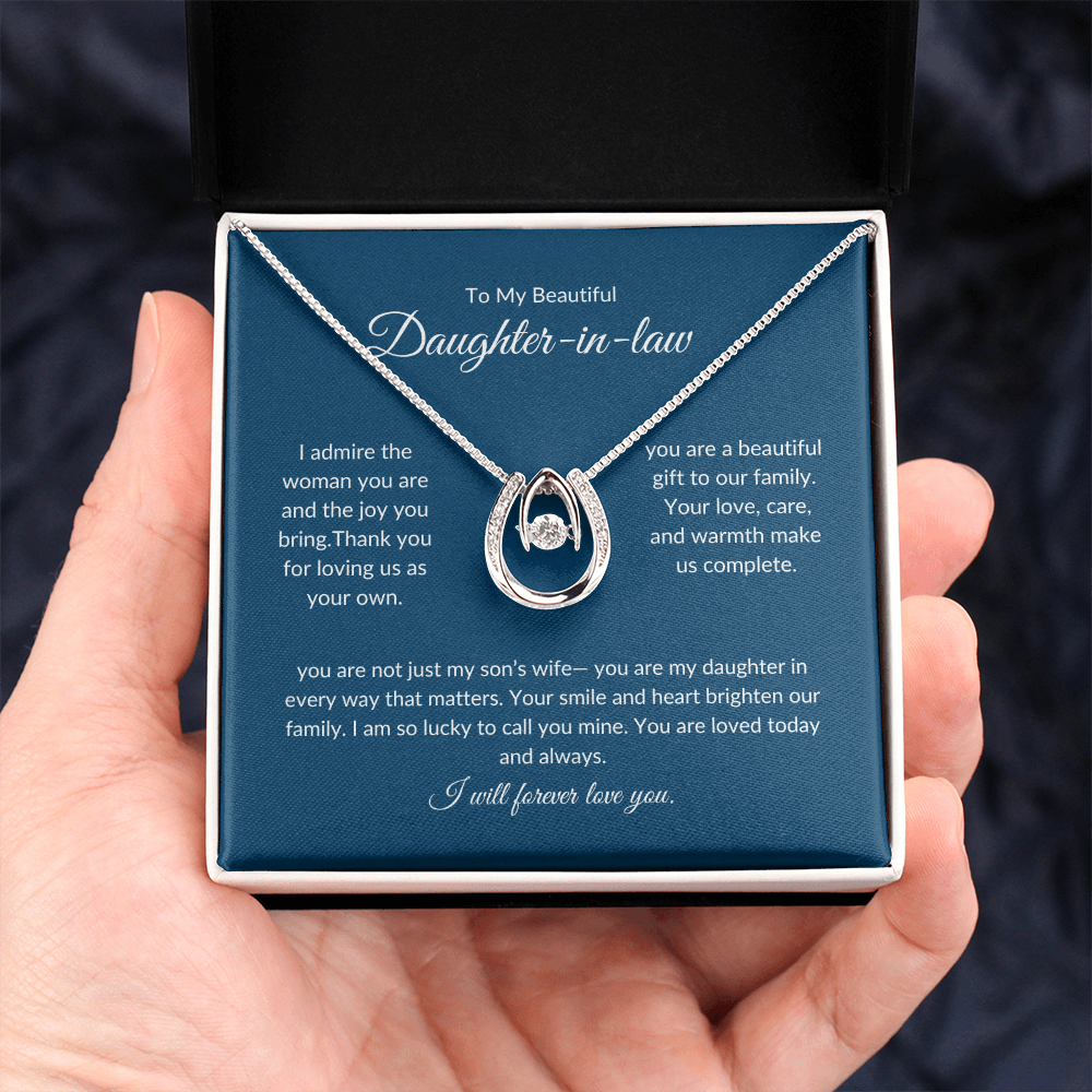 Daughter-in-Law Jewelry Gift – Sparkling Heart Pendant with Message Card