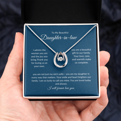 Daughter-in-Law Jewelry Gift – Sparkling Heart Pendant with Message Card