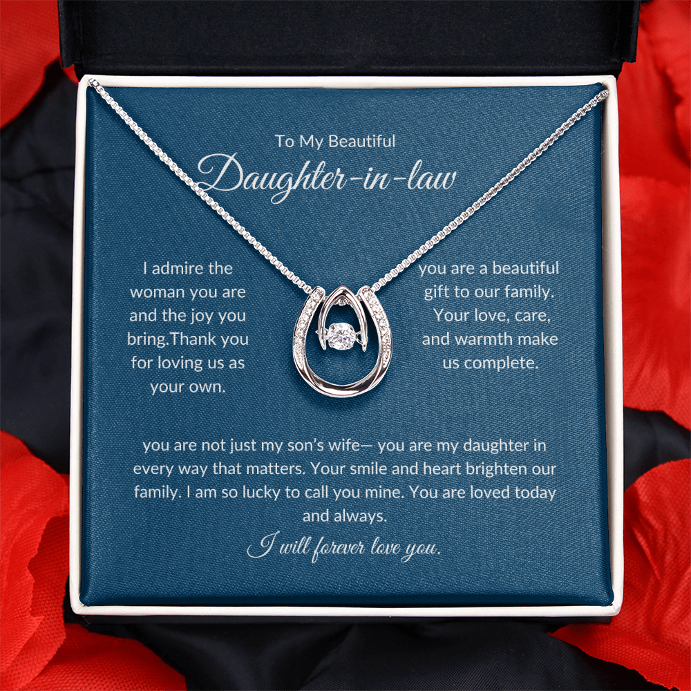 Daughter-in-Law Jewelry Gift – Sparkling Heart Pendant with Message Card