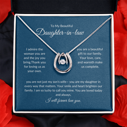 Daughter-in-Law Jewelry Gift – Sparkling Heart Pendant with Message Card