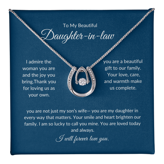 Daughter-in-Law Jewelry Gift – Sparkling Heart Pendant with Message Card