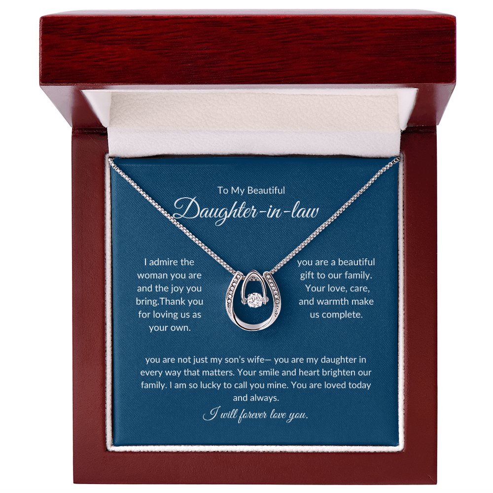 Daughter-in-Law Jewelry Gift – Sparkling Heart Pendant with Message Card
