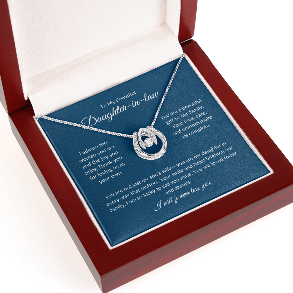 Daughter-in-Law Jewelry Gift – Sparkling Heart Pendant with Message Card