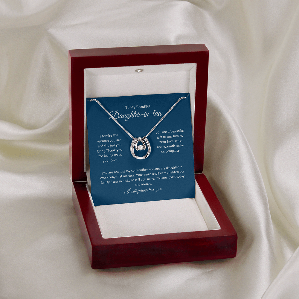 Daughter-in-Law Jewelry Gift – Sparkling Heart Pendant with Message Card