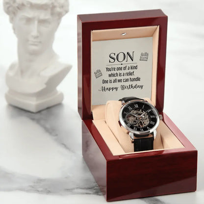 Openwork Skeleton Watch for Son Birthday Gift | Automatic Luxury Men's Watch prime Collection Hub