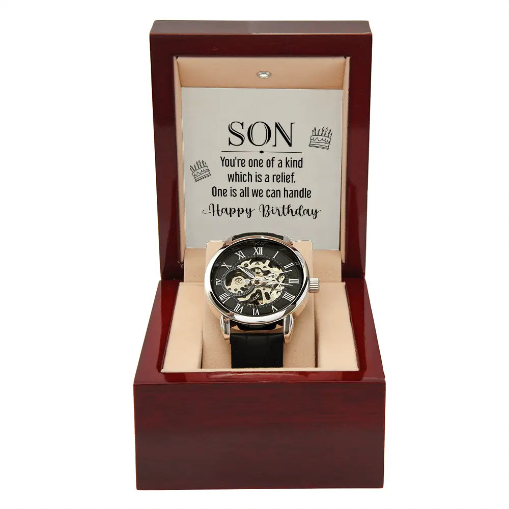 Openwork Skeleton Watch for Son Birthday Gift | Automatic Luxury Men's Watch prime Collection Hub