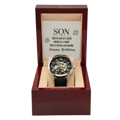 Openwork Skeleton Watch for Son Birthday Gift | Automatic Luxury Men's Watch prime Collection Hub