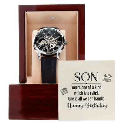 Openwork Skeleton Watch for Son Birthday Gift | Automatic Luxury Men's Watch prime Collection Hub