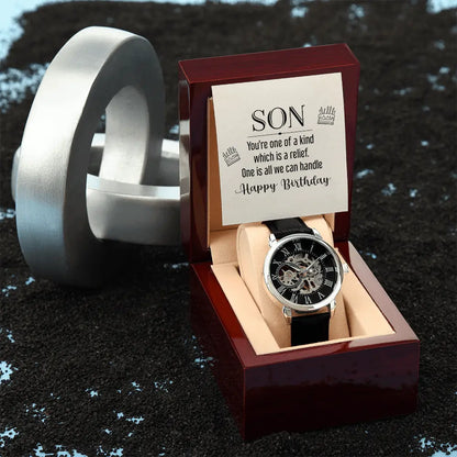 Openwork Skeleton Watch for Son Birthday Gift | Automatic Luxury Men's Watch prime Collection Hub