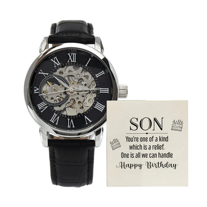 Openwork Skeleton Watch for Son Birthday Gift | Automatic Luxury Men's Watch prime Collection Hub